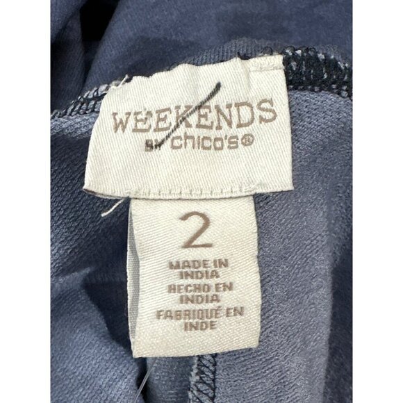 NWT Chico's Cheetah pigment dye blue longe pants size L/12 - Picture 10 of 11